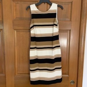 Banana Republic gold and black stripe V-neck dress